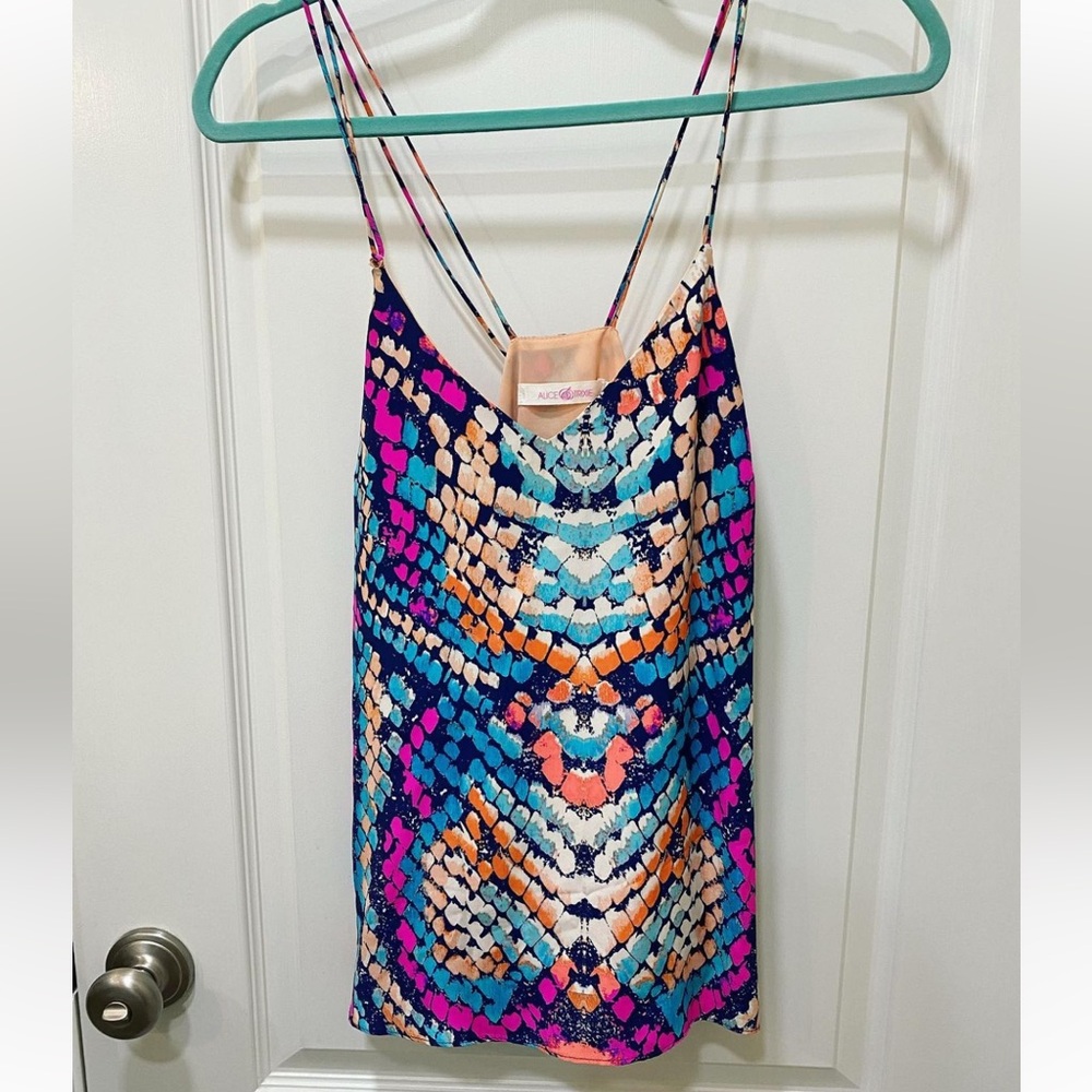 Alice & Trixie top in colorful snakeskin print. Size small. $20.